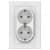 Купить Двойная розетка Schneider Electric Атлас Дизайн с заземлением с рамкой белая по низкой цене