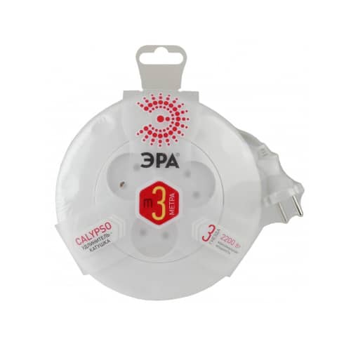 Купить Удлинитель-катушка ЭРА 3 гнезда 3 м по низкой цене