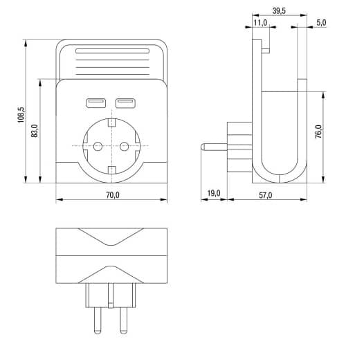 Купить Адаптер-переходник 2хUSB 2,4 A + гнездо с заземлением IEK по низкой цене