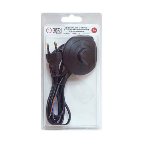 Купить Шнур с вилкой Dori с ножным выключателем черный 2 м по низкой цене