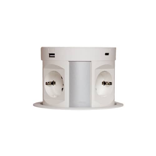 Купить Блок розеток выдвижной GLS 4 гнезда + 2 USB + беспроводная зарядка белый 2 м по низкой цене