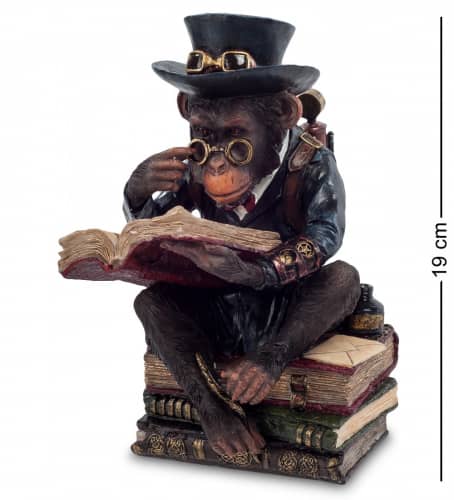 Купить Статуэтка Veronese Обезьяна с книгой WS-194 в стиле стимпанк по низкой цене