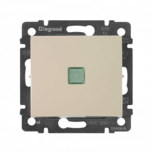 Купить Выключатель 1-кл. СП Valena 10А IP31 250В с зел. индикацией механизм сл. кость Leg 774310 по низкой цене