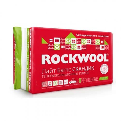Купить Плиты Rockwool Лайт Баттс СКАНДИК, плита, 600х50х800 мм, 5,76 м2=0,288 м3, 12 шт. по низкой цене