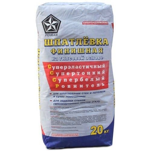 Купить Шпатлевка Русеан финишная на гипсовой основе белая 20 кг по низкой цене