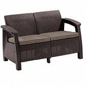 Купить Диван Keter Corfu Love Seat пластиковый коричневый - серо-бежевый по низкой цене