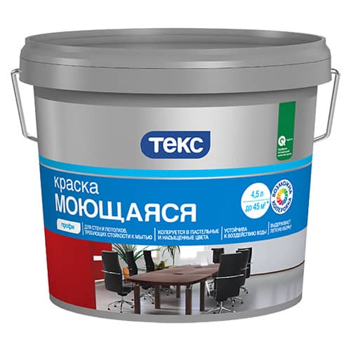 Купить Краска моющаяся акриловая Текс Профи белая 4,5 л по низкой цене