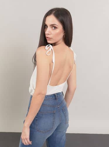 Купить Топ Piazza Italia на тонких бретелях с бантиками, белый по низкой цене