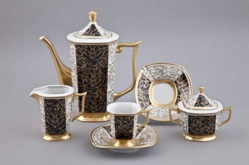 Купить Сервиз Rudolf Kämpf Empire мокко кофейный, черный, с позолотой, на 6 персон по низкой цене