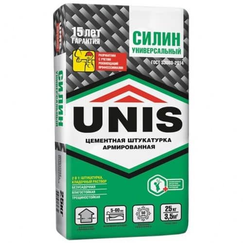 Купить Штукатурка Unis Силин цементная армированная универсальная 25 кг по низкой цене