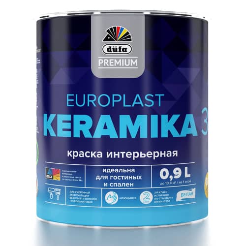 Купить Краска интерьерная dufa PREMIUM Europlast Keramika 3 белая 0,9 л база 1 по низкой цене