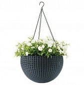 Купить Кашпо Keter Hanging Sphere Planter подвесное для цветов Антрацит 350х350х220 мм по низкой цене