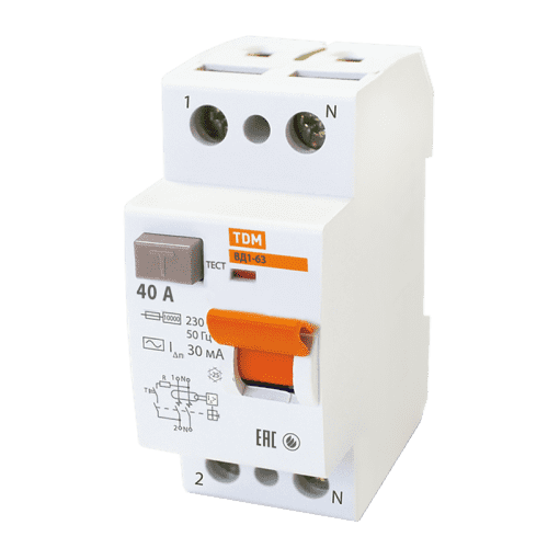 Купить Устройство защитного отключения TDM electric ВД1-63 40 А 30 мА 2П (1P+N) по низкой цене