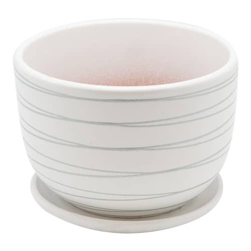 Купить Горшок для цветов с поддоном d14 см белый по низкой цене