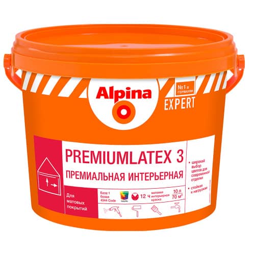 Купить Краска премиальная интерьерная Alpina Expert Premiumlatex 3 белая 10 л по низкой цене