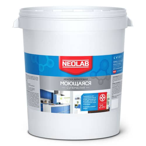Купить Краска моющаяся акриловая Neolab белая 25 кг по низкой цене