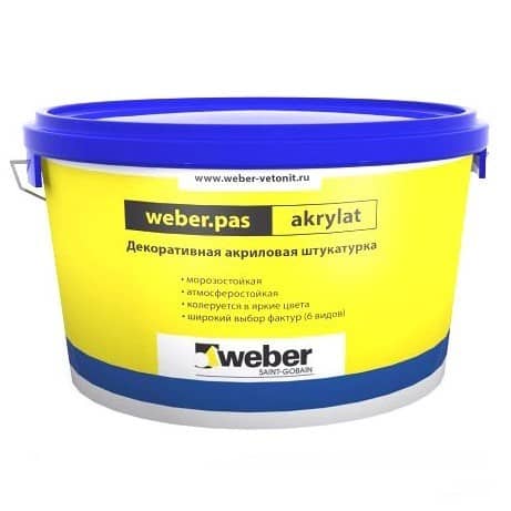 Купить Штукатурка Weber.Pas Akrylat Короед 2 мм акриловая декоративная белая 25 кг по низкой цене
