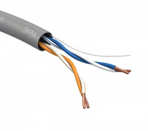 Купить Кабель витая пара U/UTP кат.5e 2х2х24AWG solid CCA PVC SIMPLE сер. 305м (м) Эра Б0044433 по низкой цене