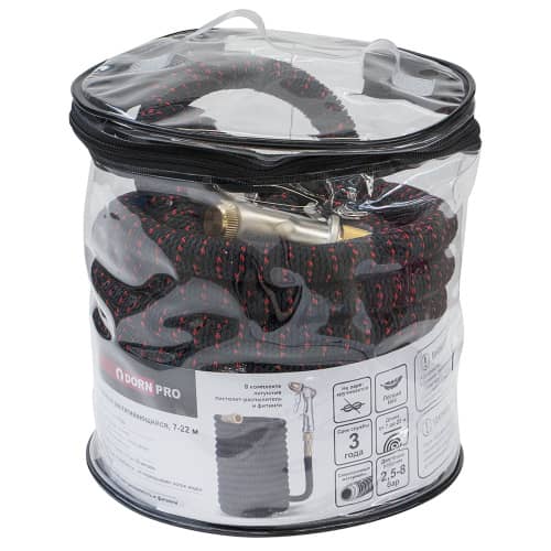 Купить Шланг садовый DORN растягивающийся от 7 до 22 м + пистолет распылитель латунь по низкой цене