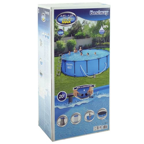 Купить Бассейн каркасный Bestway 457х122 см фильтр-насос 3028 л/ч, тент, лестница по низкой цене