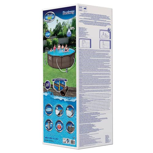 Купить Бассейн каркасный Bestway 366х100 см круглый в комплекте с фильтр-насосом и лестницей, принт под ротанг по низкой цене