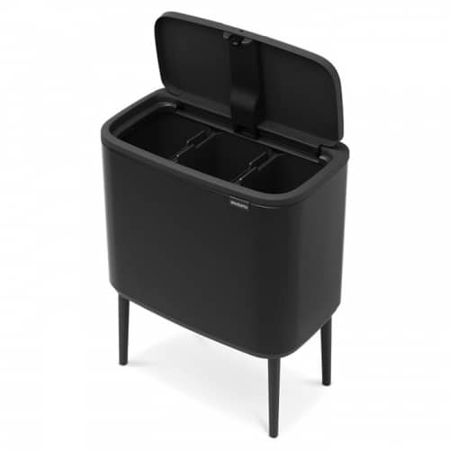 Купить Бак Brabantia Touch Bin Bo мусорный, черный матовый, 3х11 л по низкой цене
