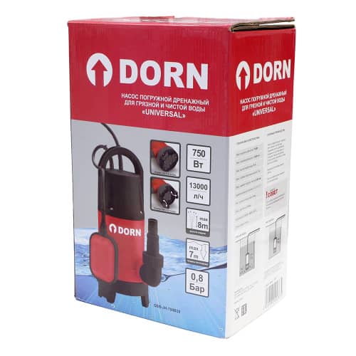 Купить Насос погружной для грязной и чистой воды DORN 750 Вт, 13000 л/час, напор 8 м по низкой цене