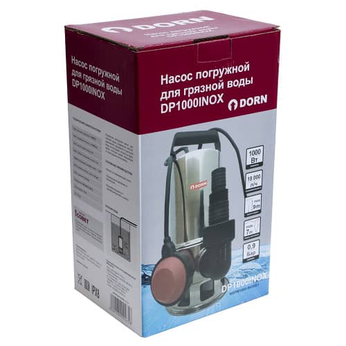 Купить Насос погружной для грязной воды DORN 1000 Вт, 18 000 л/час, напор 9 м по низкой цене