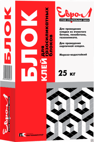 Купить Клей Евро-Л Блок для газобетонных блоков 25 кг по низкой цене
