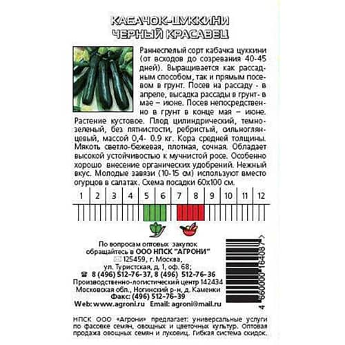 Купить Кабачок Черный красавец цукини 2 г по низкой цене