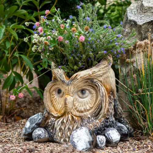 Купить Фигура садовая кашпо Филин пень 41х42х34 см по низкой цене