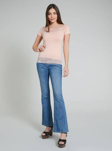 Купить Футболка Piazza Italia 25995 кружевная, розовая по низкой цене