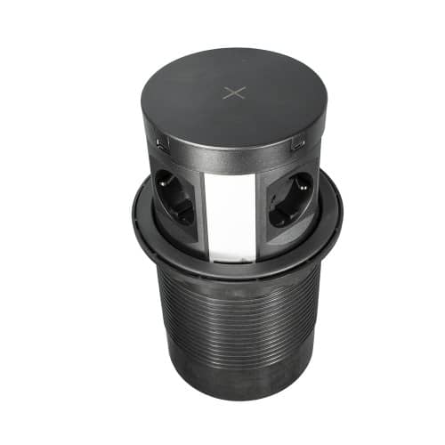 Купить Блок розеток выдвижной GLS 4 гнезда + 2 USB + беспроводная зарядка черный 2 м по низкой цене