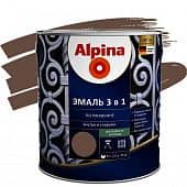 Купить Эмаль Alpina 3 в 1 RAL 8011 по ржавчине темно-коричневая 2,5 л по низкой цене