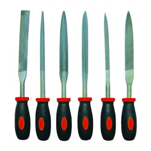 Купить Набор Biber надфилей с двухкомпонентной ручкой, 150 мм, 6 шт. по низкой цене