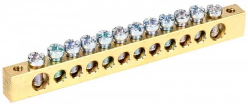 Купить Шина PEN "земля-ноль" 8х12мм 12/2 (12групп/крепеж по краям) IEK YNN21-12-100 по низкой цене