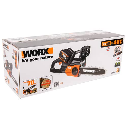 Купить Пила цепная WORX WG381 аккумуляторная 40 В шина 12 30 см АКБ и ЗУ по низкой цене