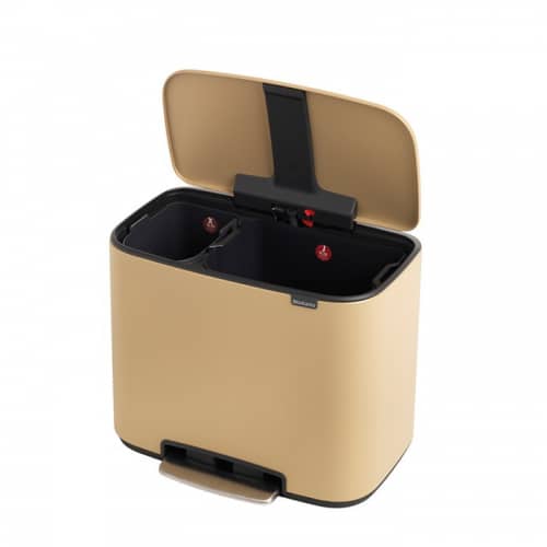 Купить Бак Brabantia Pedal Bin Bo мусорный, минерально-золотой, 11+23 л по низкой цене
