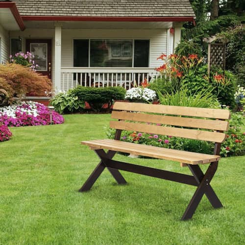 Купить Скамья деревянная Эстер 148x35 см венге-светлый орех по низкой цене