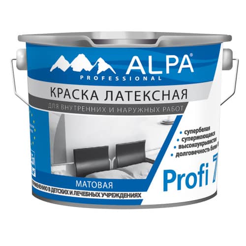 Купить Краска моющаяся латексная Alpa Profi 7 белая 2,5 л по низкой цене