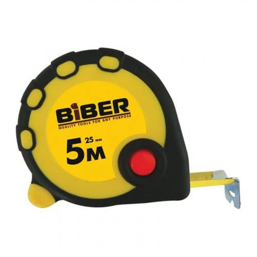 Купить Рулетка Biber STANDART, обрезиненный корпус, 25 мм х 5 м по низкой цене