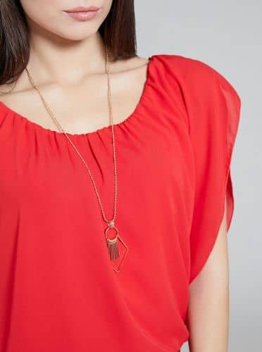 Купить Блузка Piazza Italia с кулоном на цепочке, коралловая по низкой цене