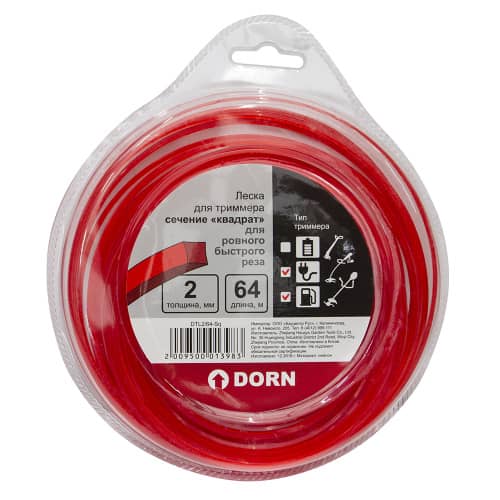 Купить Леска для триммера DORN 2 ммх64 м квадрат по низкой цене