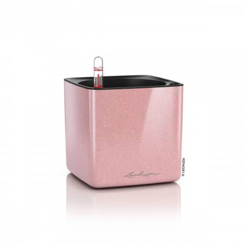Купить Кашпо Lechuza Cube Glossy Complete cashmere cream high gloss glitter 14x14x14 см по низкой цене