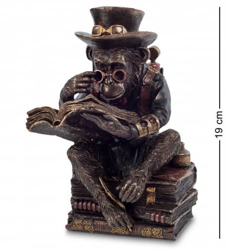 Купить Статуэтка Veronese Обезьяна с книгой WS-193 в стиле стимпанк по низкой цене