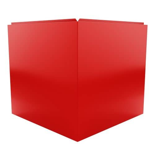 Купить Фасадная кассета Standard угловая, высота 545 мм, ширина полки 585 мм RAL3020 (транспортный красный цвет) для наружной отделки дома по низкой цене