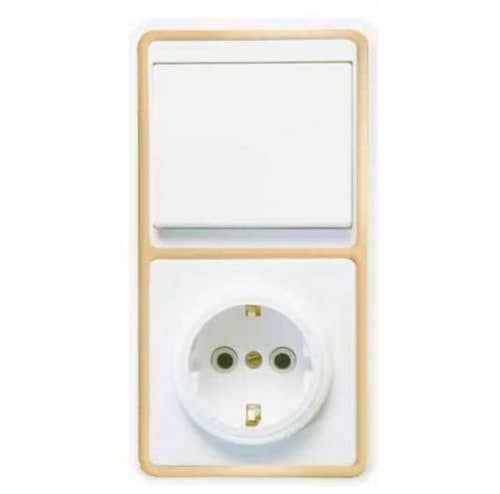 Купить Блок БКВР-031 Бэлла (1-кл. выкл. + розетка с заземл.) зол. Кунцево 5820 по низкой цене