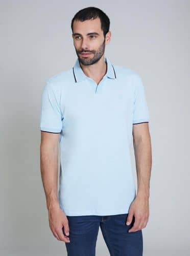 Купить Футболка-поло Piazza Italia con chiusura a v голубая по низкой цене