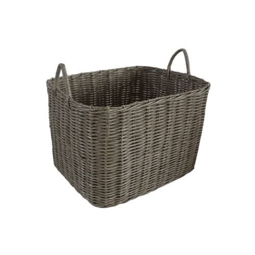 Купить Корзина плетеная с ручками 44х35х30 см полиротанг серый по низкой цене