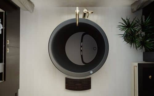 Купить Ванна Viva Lusso True Ofuro Mini каменная, с подогревом воды, черная по низкой цене